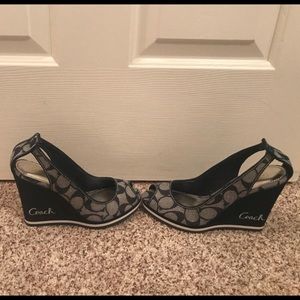 Coach Dark Denim wedged. Like new!